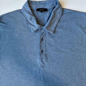 Vince. Men’s Short Sleeve Polo Blue White Stripe Extra Large XL Preppy Golf